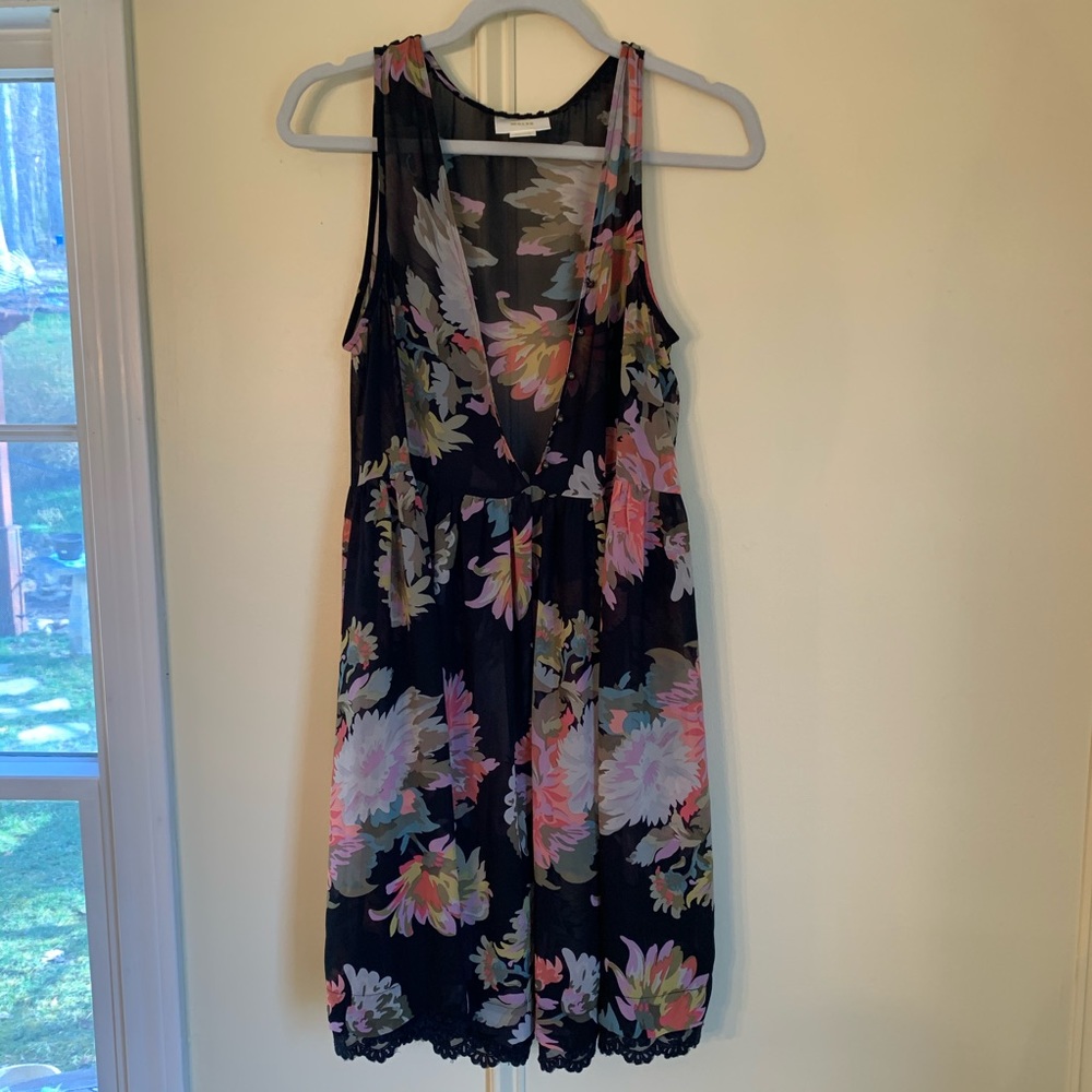 Anthropologie Mauve Black Mini Dress